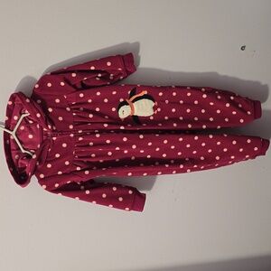Child of Mine Maroon Polka Dot Penguin One Piece